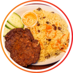 Kabuli Rice with Chapli Kabob